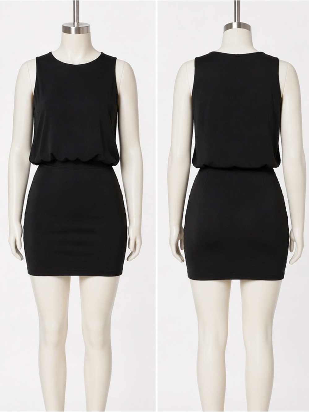 Trina Turk black blouson sleeveless t shirt mini dress pockets Size L - Picture 2 of 6